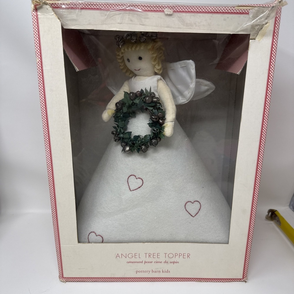 Pottery Barn Kids Holiday Angel Tree Topper With Bells, Hearts, Wreath Christmas
